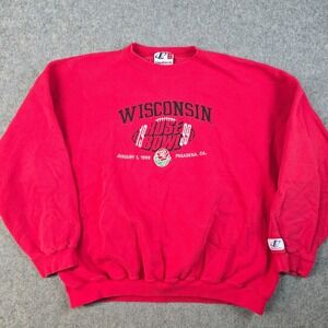 Vintage Wisconsin Badgers Sweatshirt Adult‎ XL Red Rose Bowl Crewneck NCAA 90s